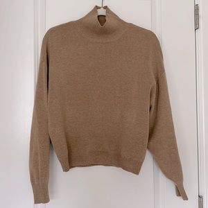 Mock neck tan sweater
